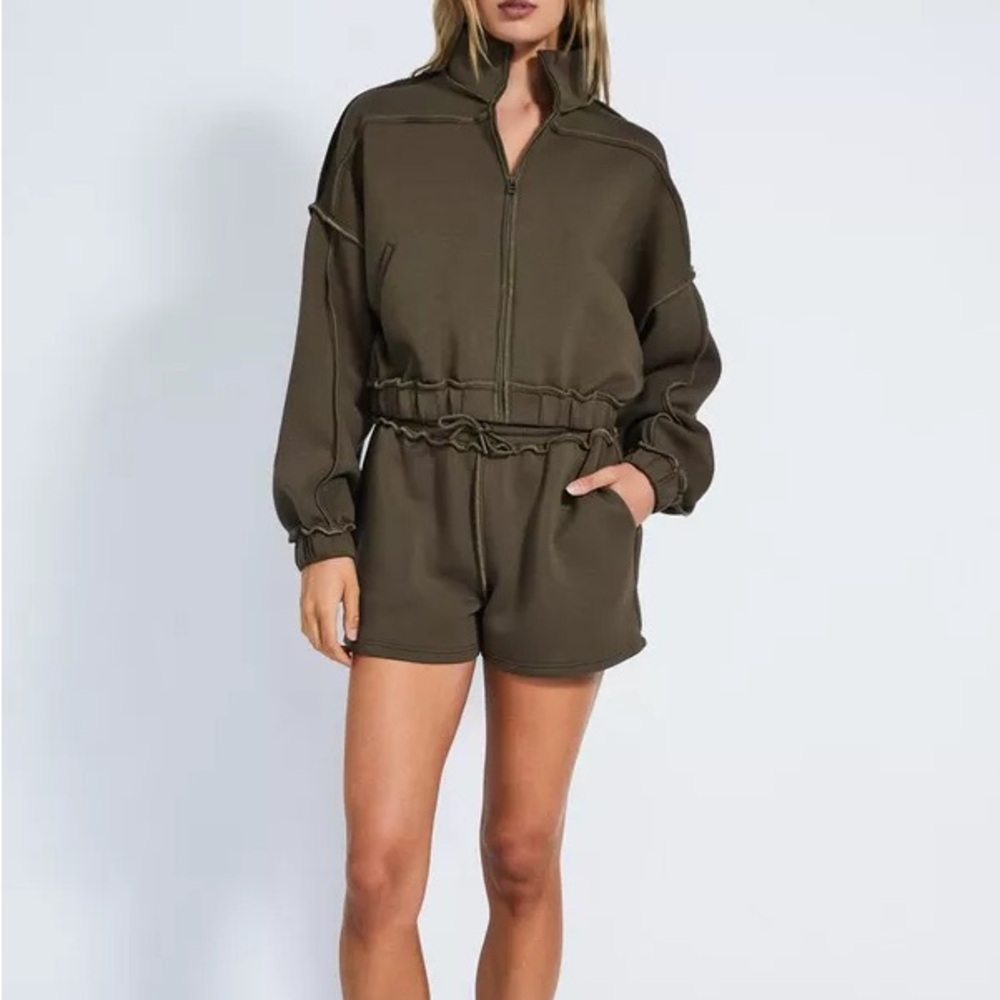 Devon Windsor Olive Women’s Stormi Zip Sweatshirt - Picture 2 of 11